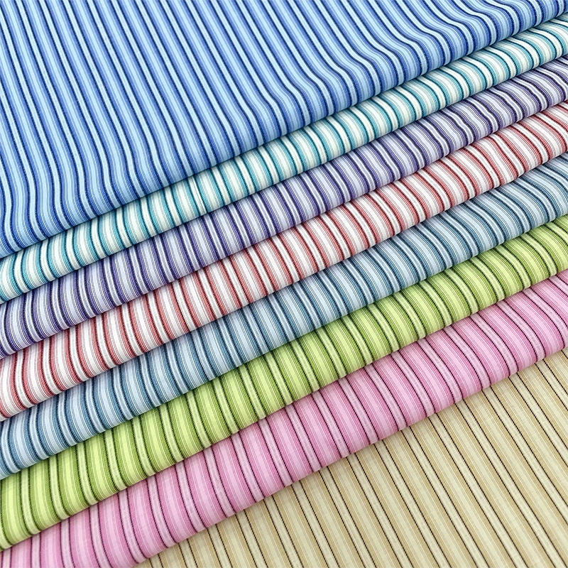 2023 New Polyester Cotton Blended Striped Fabric Summer Popular Color Series Women's Wear Brand SHEIN Special Supply Fabric