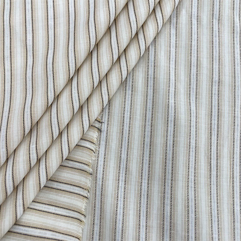 2023 New Polyester Cotton Blended Striped Fabric Summer Popular Color Series Women's Wear Brand SHEIN Special Supply Fabric