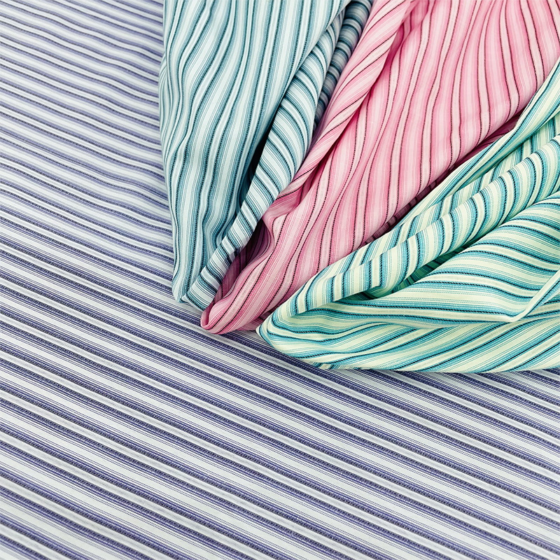 2023 New Polyester Cotton Blended Striped Fabric Summer Popular Color Series Women's Wear Brand SHEIN Special Supply Fabric